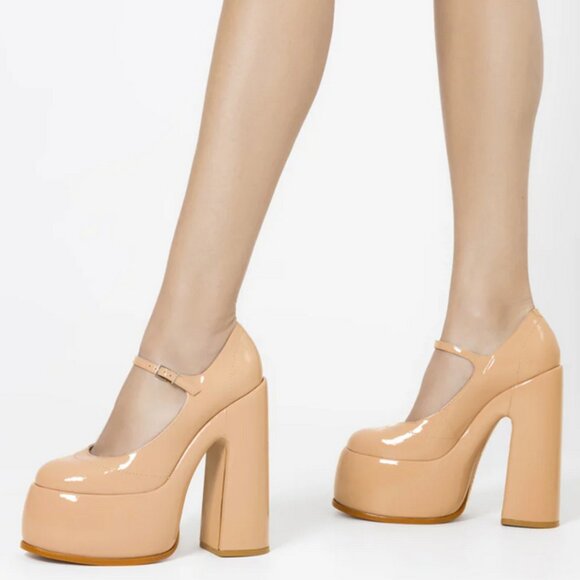 NIB SCHUTZ Zayne Patent Pumps in Nude Size 7.5 - Picture 1 of 11